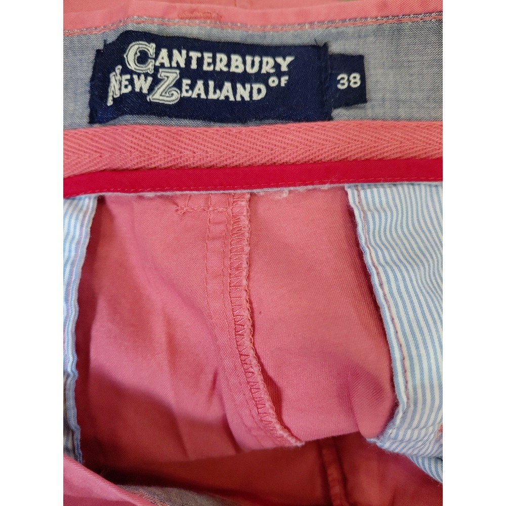 NWT Vtg Canterbury New Zealand Flat Front Cotton Chino Pink Shorts Men's Sz 38 - Picture 7 of 8